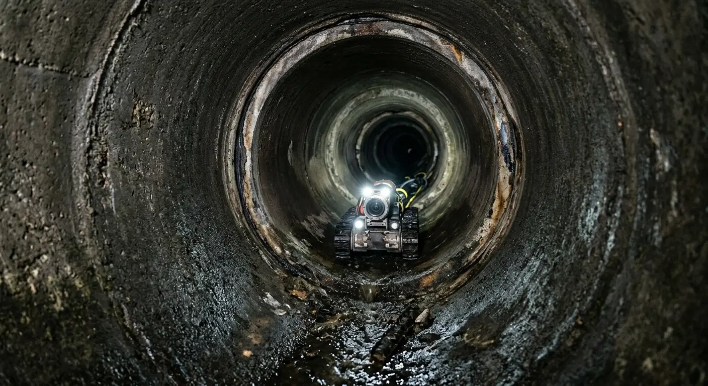 Robotic sewer camera inspecting pipe interior for Sewer Line Repair in Wendell